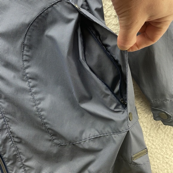 Merrell Rain Jacket, Womens XL, Blue Check, Lightweight, Hidden Hood - Picture 3 of 16